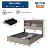 Full Size Bed Frame with High Storage Bookcase Headboard, Wood Bed Frame with 4 Storage Drawers - 2 of 4