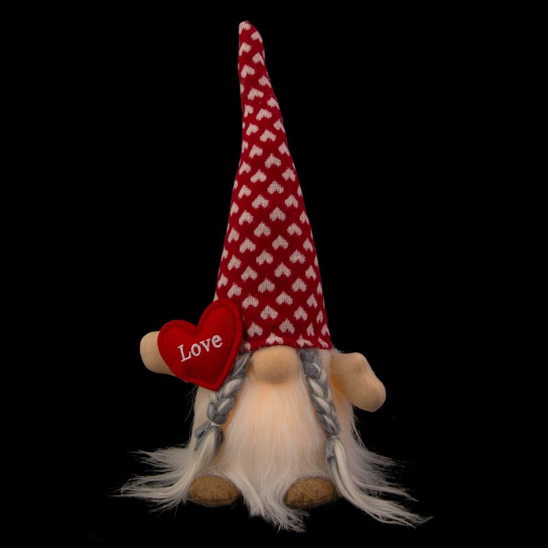Northlight LED Lighted Girl Valentine's Day Gnome with Love Heart - 13" - Red, 1 of 7
