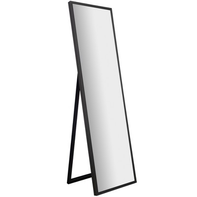 16"x57" Framed Floor Free Standing Mirror with Easel Gray - Gallery Solutions