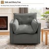 Oversized Swivel Accent Chair, Mid Century Comfy Accent Sofa, Modern Linen Fabric Barrel Armchair, Metal Base, No Assembly, for Living Room - 3 of 4