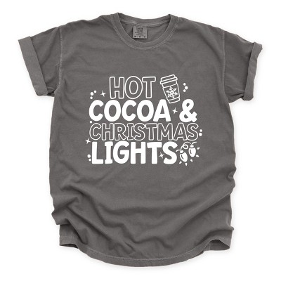 Simply Sage Market Hot Cocoa and Christmas Lights Garment Dyed Tee