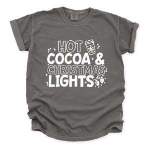 Simply Sage Market Hot Cocoa and Christmas Lights Garment Dyed Tee - 1 of 4