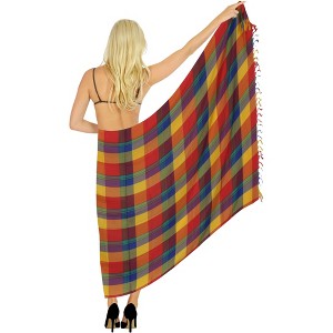 LA LEELA Women's Beachwear Summer Beach Wrap Bikini Wraps Sarong Coverups Swim Cover Up Swimwear Swimsuit Coverups for Women One Size Multi,Plaid - 1 of 4