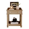 Elegant Wooden Nightstand with Drawer and Open Shelf, Rustic Wood Side Table with Storage for Bedroom or Living Room – Maison Boucle - 2 of 4
