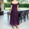 Anna-Kaci Women's Boho Convertible Cap Sleeve Off-Shoulder Smocked Maxi Dress for Everyday Look - 3 of 4