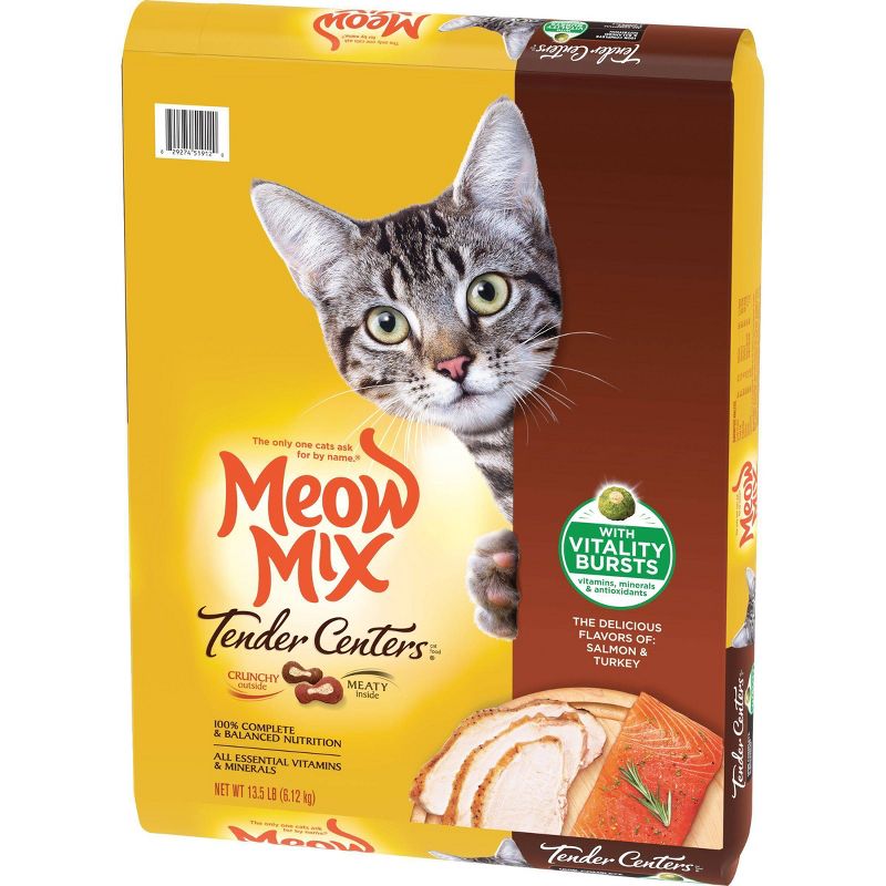 Meow Mix Tender Centers with Flavors of Salmon &#38; Turkey Adult Complete &#38; Balanced Dry Cat Food - 13.5lbs, 6 of 11