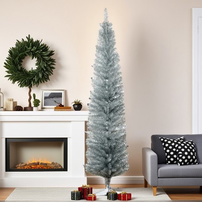 Resenkos 7 foot silver Christmas tree with bracket Green