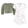 Hudson Baby Infant and Toddler Girls Cotton Dress and Cardigan Set, Sage Floral - 3 of 4