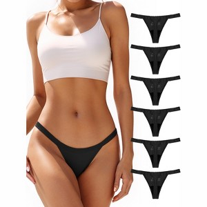 TIICHOO Thong Period Underwear for Women Seamless Lace Period Panties Thong Pack of 6 - 1 of 4