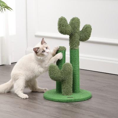 Marfa 21.5" Green Jute Cactus Cat Scratching Post with Fuzzy Toy