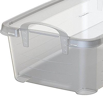 Clear White Stackable Plastic Lidded Storage Box Set