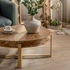 Round Coffee Table With Metal Frame 220lbs Load Capacity Easy Assembly Retro Style Coffee Table Side End Table (31.29 x 31.29 x 13.83in) - 2 of 4