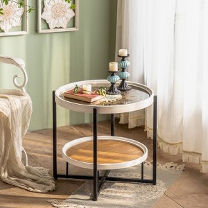 Maxax Palmieri Glass Tray Top Frame End Table with Storage - 1 of 4