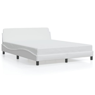 vidaXL Bed Frame with Headboard White 59.8 in.x79.9 in. Queen Faux Leather