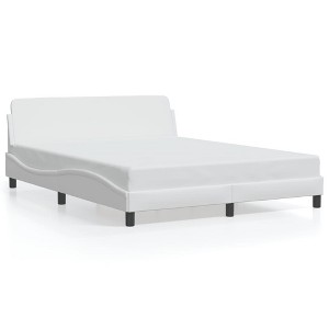 vidaXL Bed Frame with Headboard White 59.8 in.x79.9 in. Queen Faux Leather - 1 of 4