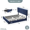 Linen Upholstered Platform Bed Frame with Headboard and 4 Spacious Storage Drawers, Diamond Button Tufted Design, No Box Spring Needed, Easy Assembly - 2 of 4