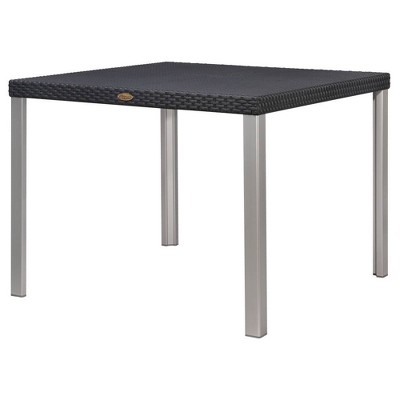 Oslo Rattan Square Dining Table with Aluminum Legs - Black - Lagoon: Weather-Resistant, 4-Seater Patio Furniture