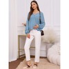 INSPIRE CHIC Womens Maternity High Low Tops Lantern Sleeve Boho Babydoll Ruffled Flowy Long Sleeve Pregnancy Blouse - 2 of 4