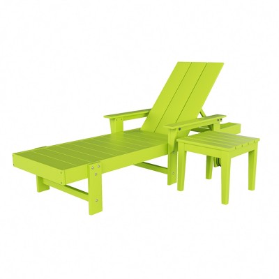 WestinTrends Ashore Modern Reclining Chaise Lounge with Side Table 2-Piece Set