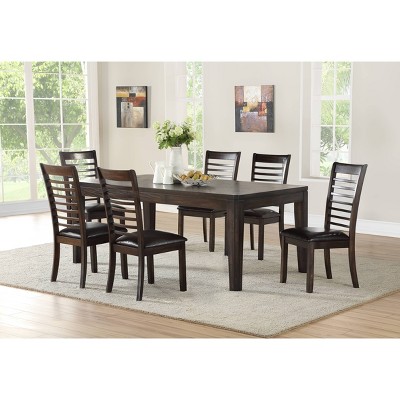 7pc Ally Extendable Dining Table Set Espresso - Steve Silver Co.: Locking Leaf, Ladderback Chairs