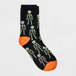 Women's Glow-In-The-Dark Skeleton Halloween Crew Socks - Hyde & EEK! Boutique™ Black 4-10