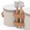 Label Label: Wooden Bongos - Tan, 2 Dragonfly Drum Sticks, Carry Handles-Ages 2+ - 3 of 4