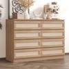TROPOW Rattan Dresser for Bedroom, Modern 8 Drawer Wooden Dresser Chest, Wide Wood Beside Table for Closet, Nursery, Living Room and Entryway - 2 of 4