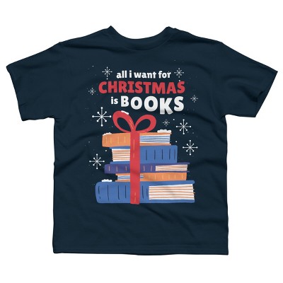 Boy's Design By Humans Christmas books By ArtStyleAlice T-Shirt