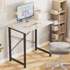 FONTOI Study Desk with X-Shaped Reinforcement Sturdy Metal Frame Simple Writing Table for Home Office Bedroom Small Spaces, White, 34.44"*22.44"*2.36" - 2 of 4