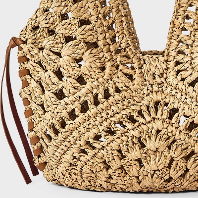 Сумки Universal Thread Hand Crocheted Straw Tassel Shoulder Bag - Universal Thread™ Natural — фото 5