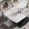 Modern Artificial Dining Table for 6, Sintered Stone Top Kitchen Table, Curved Edge Table with Black X-shaped Metal Legs-The Pop Home - 3 of 4
