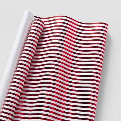 30in 20 sq ft Red/White Stripe Kraft Gift Wrap - Wondershop™