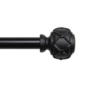 Exclusive Home Clancy 1" Curtain Rod and Finial Set, Black, Adjustable 35"-66" - 1 of 2