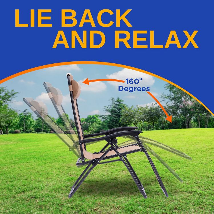 SereneLife Zero Gravity Lounge Chair, Set of 2, 3 of 7