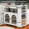 PAGED Rolling Kitchen Island with Extended Table, Kitchen Island on Wheels with LED Lights, Power Outlets and 2 Glass Doors for Kitchen - 4 of 4
