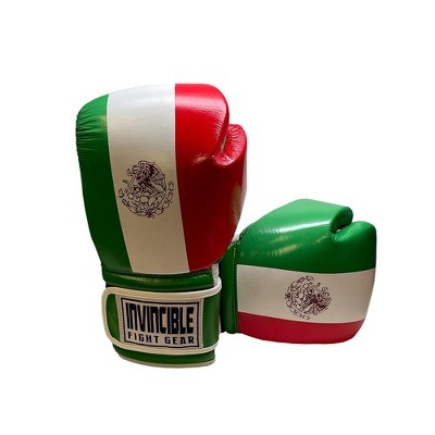 Invincible Fight Gear Hook & Loop Leather Training Boxing Gloves with Mexican Flag Colors–Ideal for Boxing, Kickboxing, Muay Thai,MMA