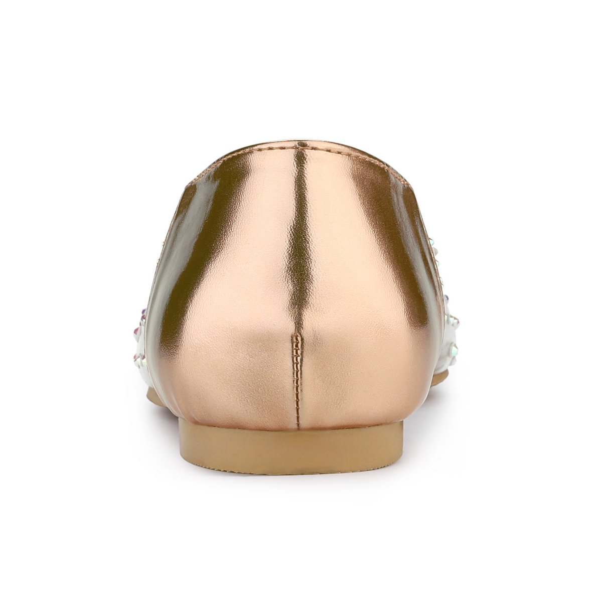 Обувь Allegra K Women's Pointed Toe Clear Rhinestone Ballet Flats Champagne Gold 6 — фото 4