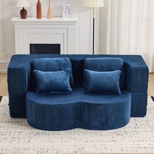 VASIP  Queen Size Foldable Sofa Bed, Plush Futon Sofa , Supportive High-Density Foam,  Convertible Sleeper Sofa,for Guest Room, Living Room - 1 of 4