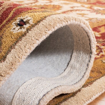 Ivory and Red Round Hand-Tufted Wool Area Rug, 3'6"
