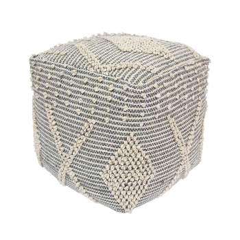 Brinket Contemporary Faux Yarn Pouf Ottoman Ivory/Gray - Christopher Knight Home