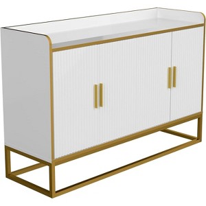 Contemporary Kitchen Buffet Cabinet with Countertop Safety Fence, Freestanding Sideboard Storage for Dining Room, Entryway, Bedroom - 1 of 4