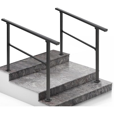 Handrails for Outdoor Steps, Outdoor Stair Railing Fits 3 to 4 Steps, Sturdy Porch Railing with Installation Kit