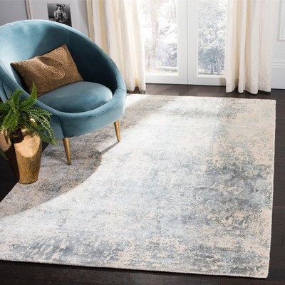 Hand-Knotted Blue and Gray Wool Abstract Area Rug, 10' x 14'