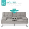 Best Choice Products Modern Linen Convertible Futon Sofa Bed w/ Removable Armrests, Metal Legs, Cupholders - 3 of 4