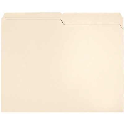 School Smart Manila File Folders, Letter Size, 1/2 Cut Tabs, Pack of 100