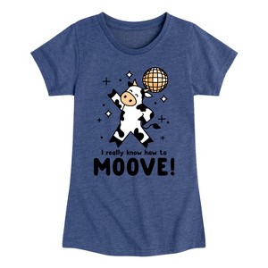Girls' - Instant Message - Watch Me Moove Disco Cow Fitted Short Sleeve Graphic T-Shirt - 1 of 4