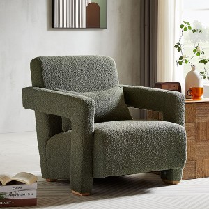 Sapphtopaz 1pc Sleek Right-Angle Armrests Accent Chair, Upholstered Sofa Lounge Chair with Square Wooden Block Legs, Living Room Chair Comfy Chair - 1 of 4