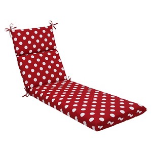 Outdoor Chaise Lounge Cushion - Red/White Polka Dot, White Red