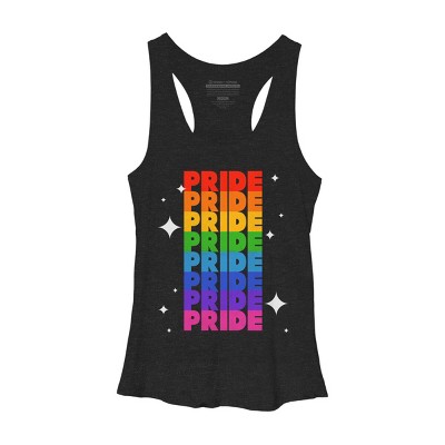 Adult Design By Humans Rainbow Pride Word Stack With Stars By Billmedzz Racerback Tank Top