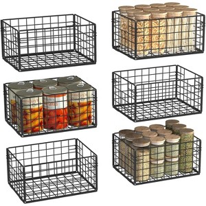 MaseiKar Metal Wire Basket Pantry Baskets Foldable Cabinet Organizers with Handles-6, Food Storage Freezer Organizer Bins for Kitchen Bathroom - 1 of 4